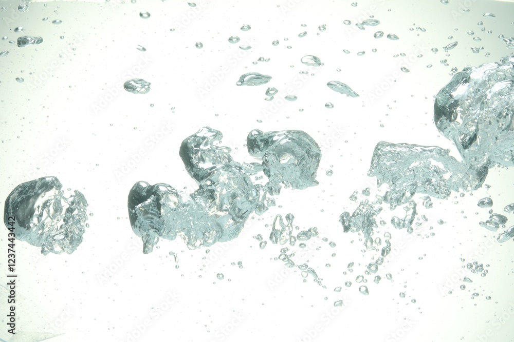 Many water bubbles on light background, closeup Many water bubbles on light background, closeup