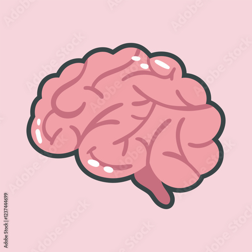 human brain in outline flat vector design.