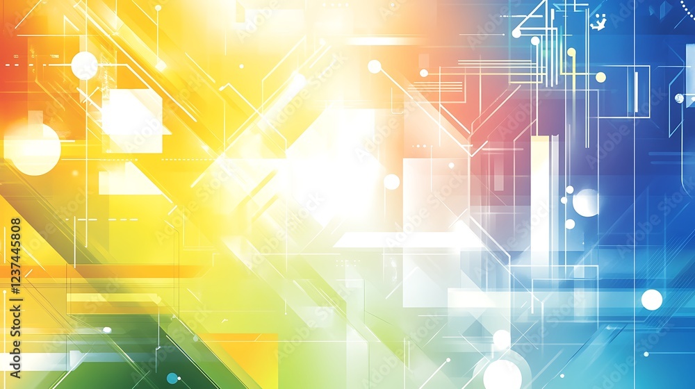 Abstract Technological Design With Vibrant Colors and Geometric Shapes Abstract Technological Design With Vibrant Colors and Geometric Shapes