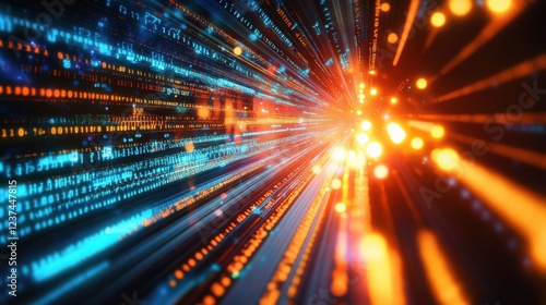 data stream digital flow binary code technology background