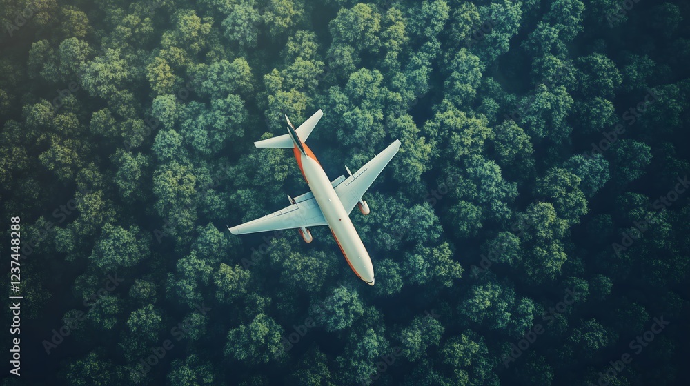 Naklejka premium Airplane Over Forest