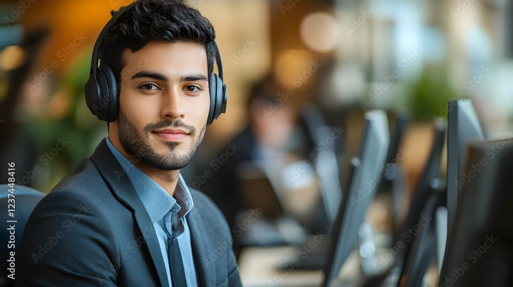 Portrait of a focused IT support specialist in a corporate office workspace Portrait of a focused IT support specialist in a corporate office workspace