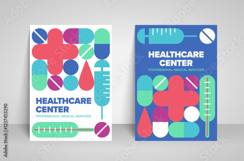 Set of healthcare poster design.