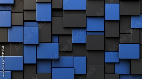 Modern Blue and Black Cubes Pattern: An abstract design with a repeating pattern of blue and black cubes, creating a sense of depth and modern aesthetic.