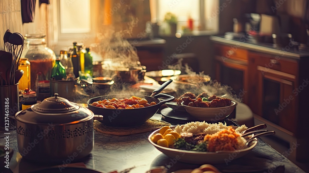 Warm Kitchen, Delicious Meal Preparation Warm Kitchen, Delicious Meal Preparation