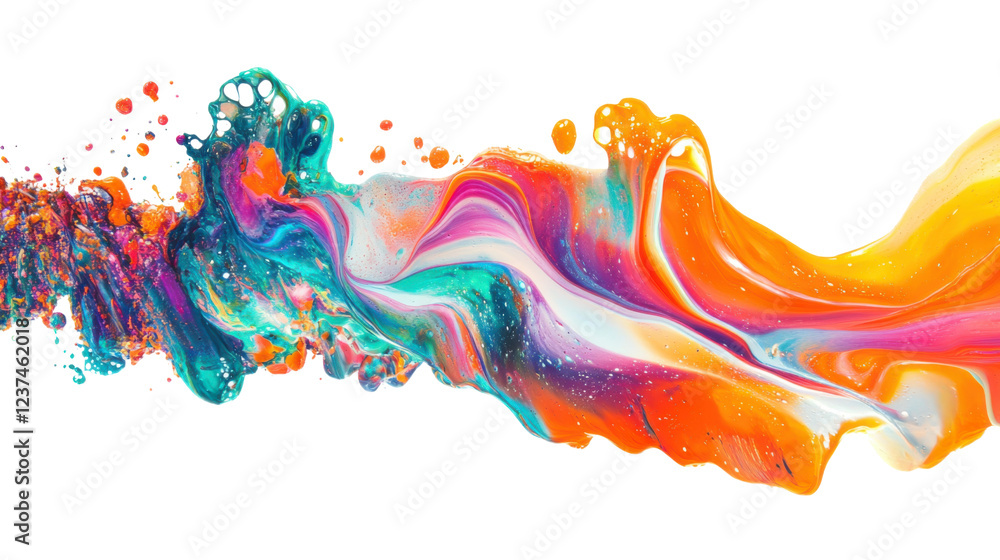 Fototapeta premium Colorful paint splashing and mixing on transparent background
