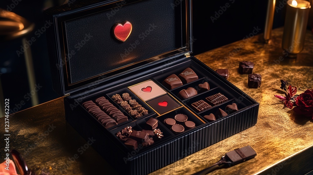 Valentine's Day gift box filled with a variety of chocolates, perfect for creating sweet memories with your special someone Valentine's Day gift box filled with a variety of chocolates, perfect for creating sweet memories with your special someone