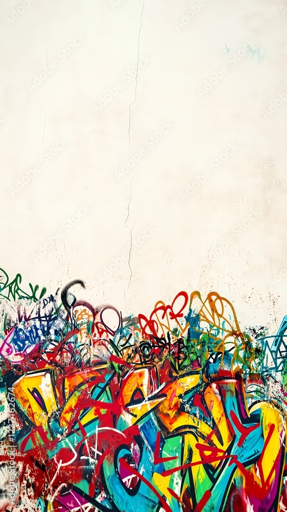 Fototapeta premium Vibrant Urban Graffiti Art Displaying Colorful Abstract Design
