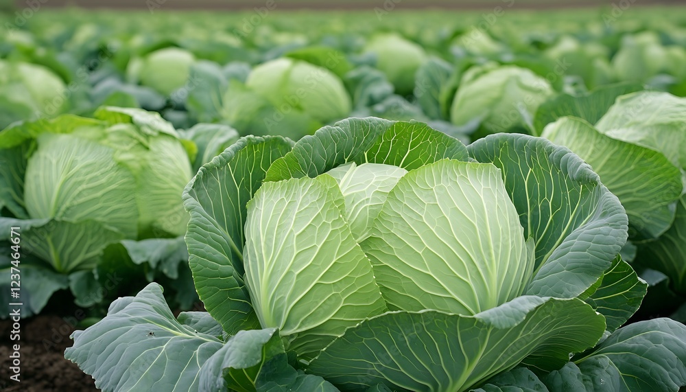Lush Green Cabbage Plants Growing In A Field Lush Green Cabbage Plants Growing In A Field