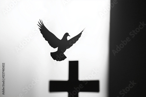 white dove on a cross on easter photo