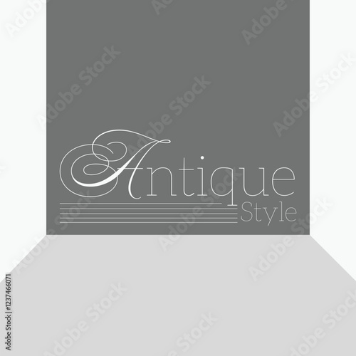 Grey Minimal Abstract 'Antique Style' Typography art ascend at front, Flat Modern Illustration