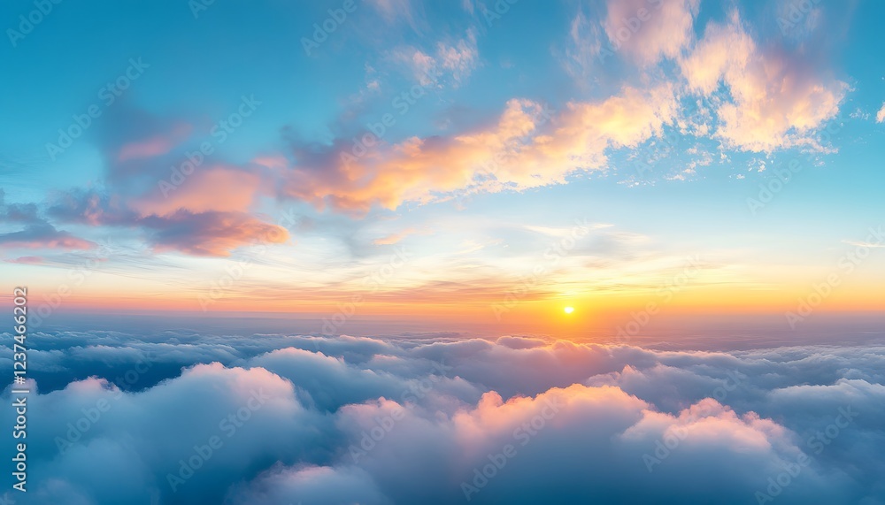 Fototapeta premium Serene Sunset Above a Sea of Clouds