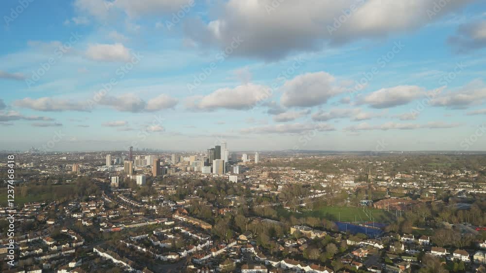 Aerial drone view of a town in England. Aerial drone view of a town in England.