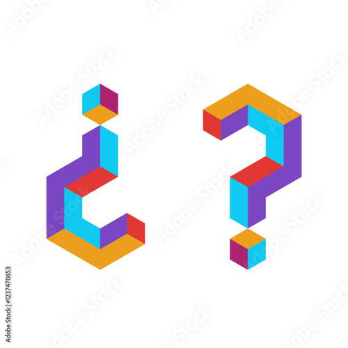 Colorful isometric cubic exclamation mark vector design