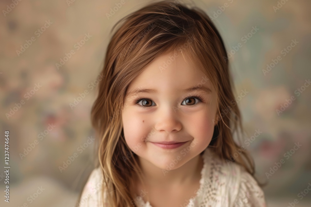 Smiling child with long brown hair Smiling child with long brown hair