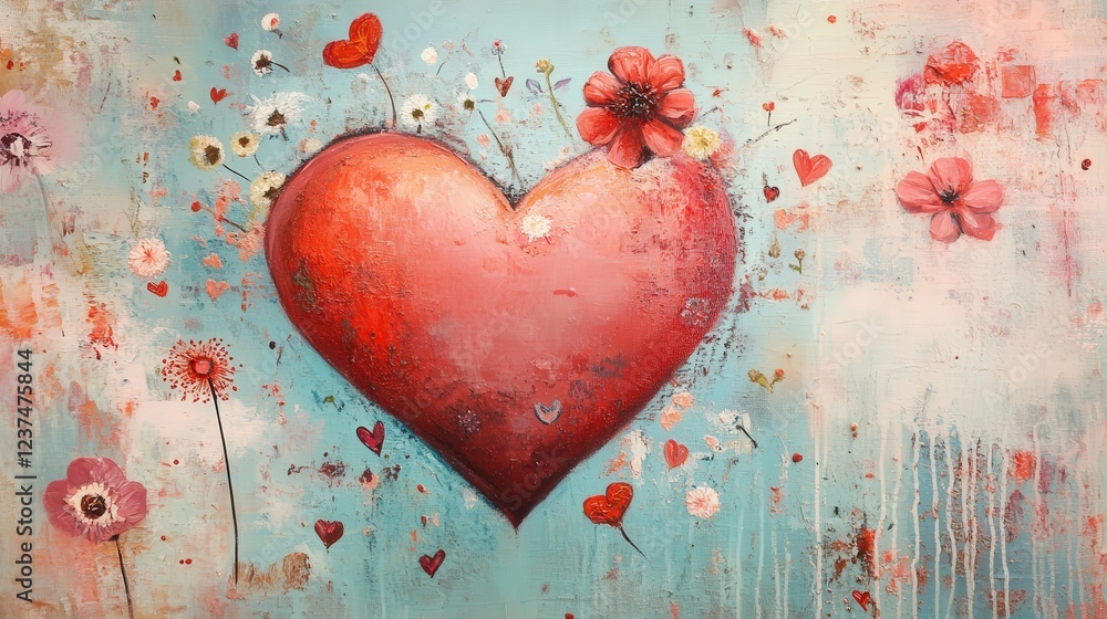 heart-shaped painting with playful elements and soft textures, capturing the fun and joyful spirit of love on Valentine's Day. heart-shaped painting with playful elements and soft textures, capturing the fun and joyful spirit of love on Valentine's Day.
