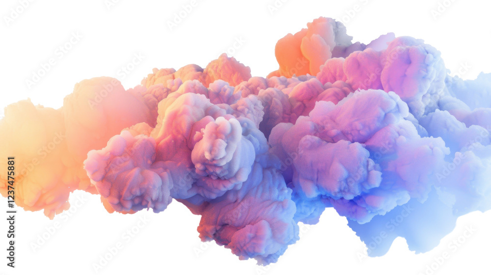 Fototapeta premium Colorful smoke cloud with transparent background creating abstract shapes