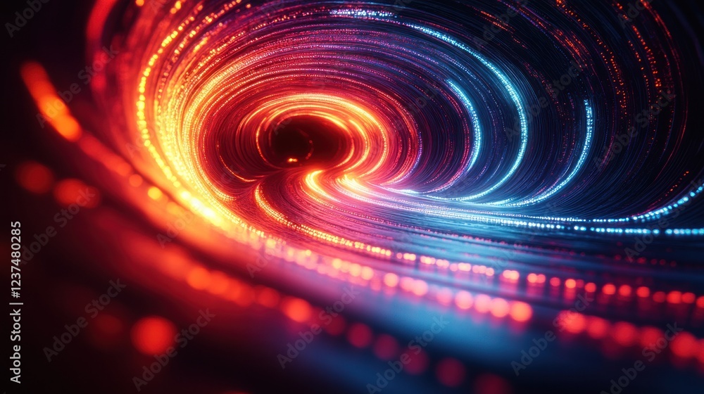 Vibrant swirling light patterns in a cosmic tunnel scene Vibrant swirling light patterns in a cosmic tunnel scene