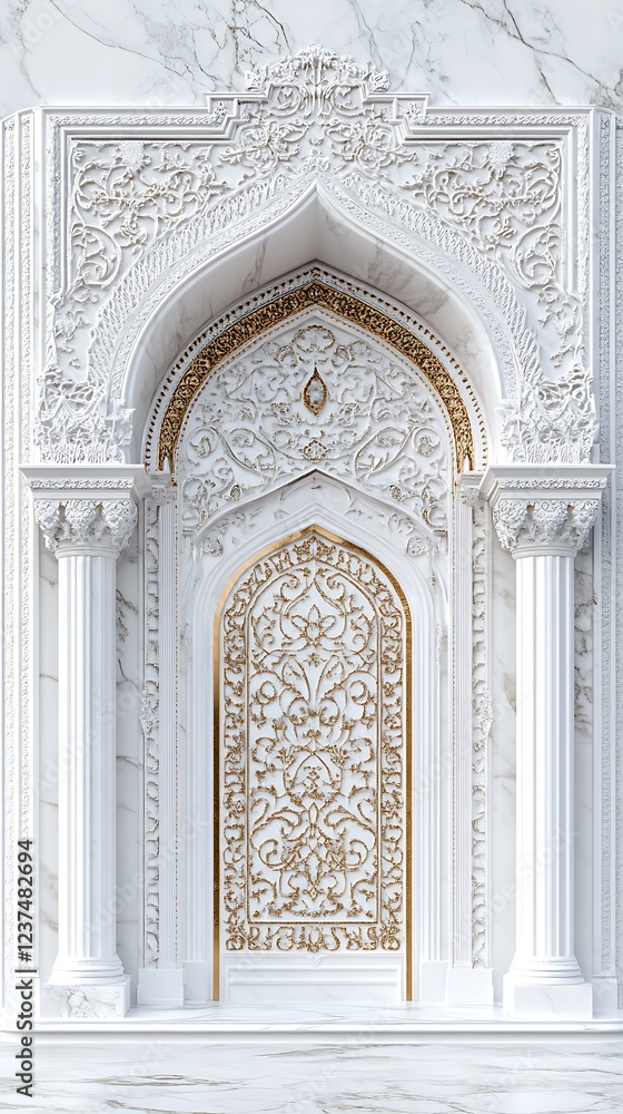 Decorative Islamic background featuring grand arabesque patterns and intricate geometric designs Decorative Islamic background featuring grand arabesque patterns and intricate geometric designs