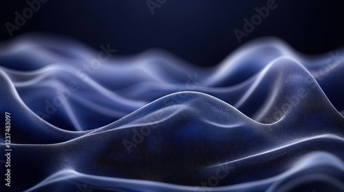 Wallpaper Mural Abstract waves of fabric flowing in dark blue background Torontodigital.ca