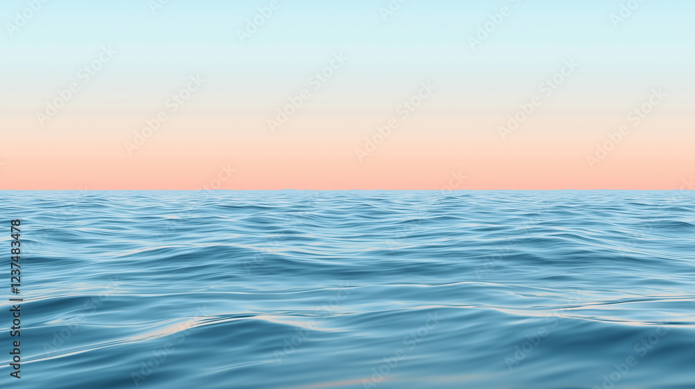 Fototapeta premium Serene Ocean Horizon: A Symphony of Blue and Tranquility