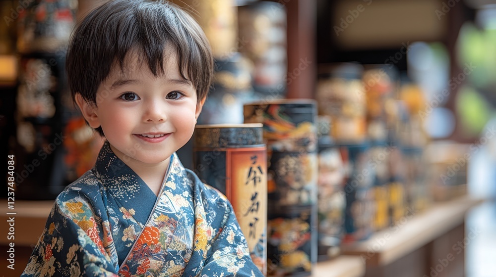Adorable Toddler in Traditional Japanese Kimono Adorable Toddler in Traditional Japanese Kimono