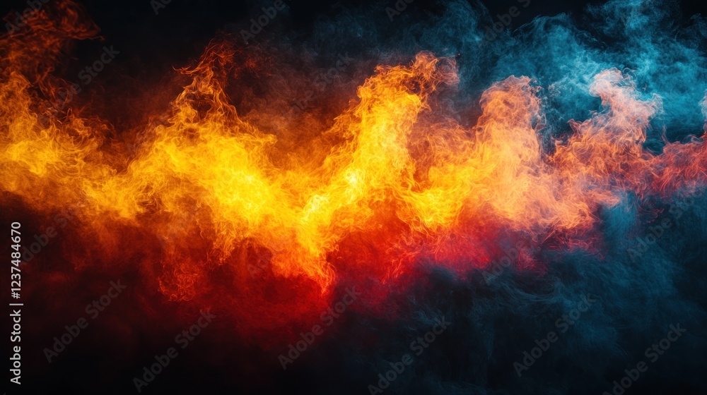 Fototapeta premium Vibrant Flames and Smoke Blending in Abstract Art