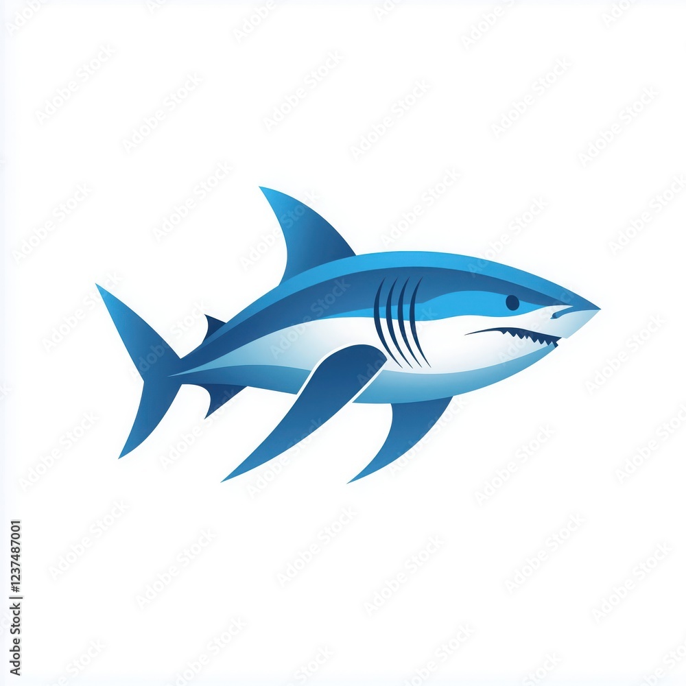 Blue shark digital illustration, sleek and fierce, minimalist design on white background
Blue shark digital illustration, sleek and fierce, minimalist design on white background