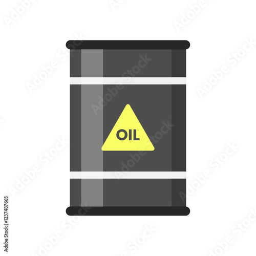 Oil barrel vector illustration, symbolizing fuel, energy and industrial materials. Ideal for environmental, energy and economic topics.