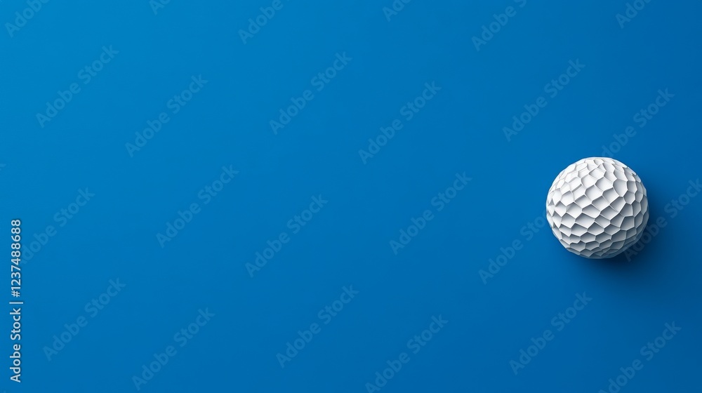 White Sphere on Blue: A lone white sphere rests on a vibrant blue background, creating a minimalist and captivating visual. The sphere's intricate texture adds depth and dimension. White Sphere on Blue: A lone white sphere rests on a vibrant blue background, creating a minimalist and captivating visual. The sphere's intricate texture adds depth and dimension.