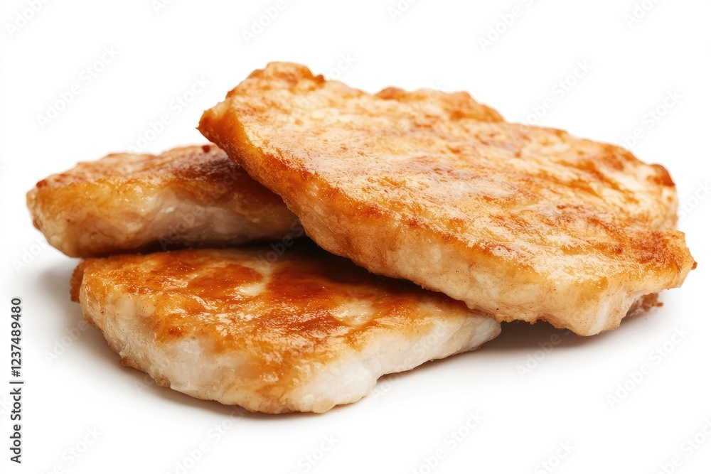 Three Golden Brown Pan Fried Chicken Cutlets Three Golden Brown Pan Fried Chicken Cutlets