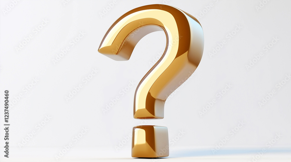 Large golden question mark standing on white background Large golden question mark standing on white background