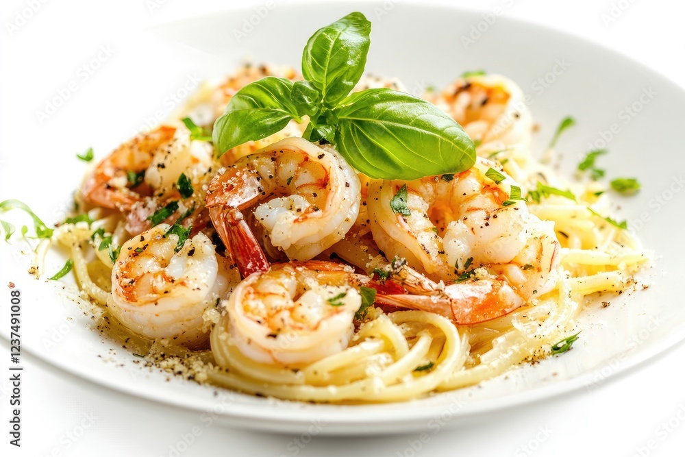 Delicious Shrimp Scampi Pasta Dish with Basil Delicious Shrimp Scampi Pasta Dish with Basil