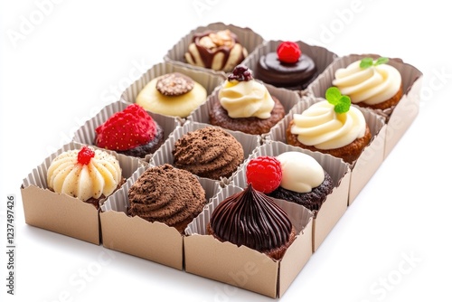 Assorted Mini Cakes in a Brown Cardboard Box photo