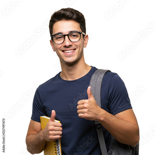 Happy student with thumbs up