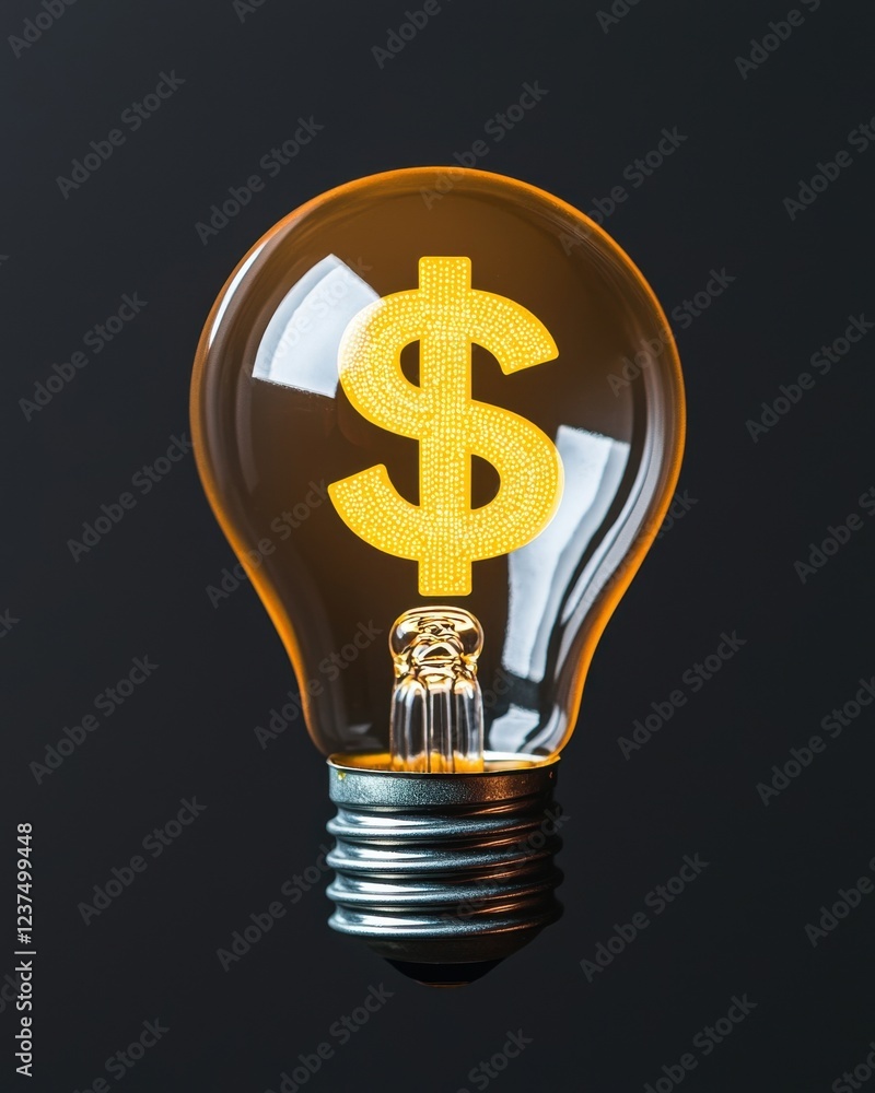bright idea concept bulb investment concept. Light bulb with a dollar sign glowing inside, symbolizing finance and ideas. bright idea concept bulb investment concept. Light bulb with a dollar sign glowing inside, symbolizing finance and ideas.