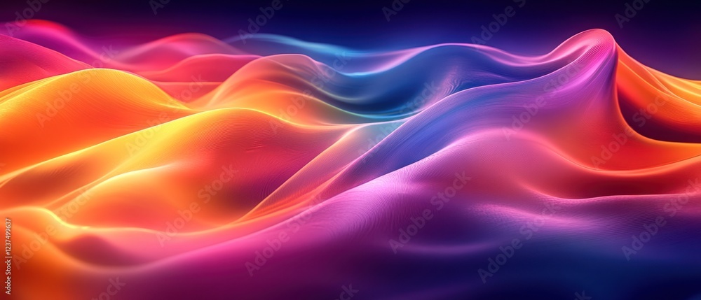 Obraz premium Vibrant Abstract Waves of Color Flowing in a Digital Landscape