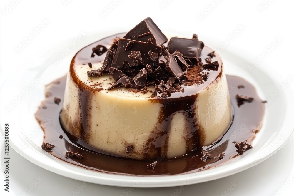 Creamy Panna Cotta Dessert Topped With Chocolate Creamy Panna Cotta Dessert Topped With Chocolate