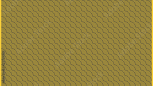 Design an abstract background featuring a geometric spiral pattern in light gold and black, evoking a dynamic interplay of modern sophistication and bold contrast.