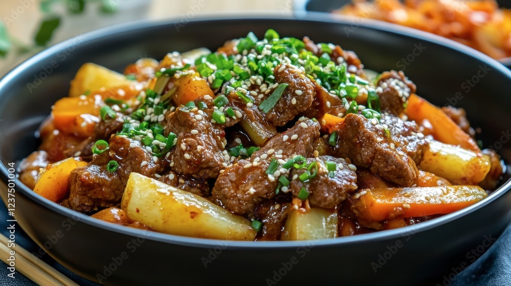 Delicious Stir-Fried Beef with Vegetables and Sesame Seeds Delicious Stir-Fried Beef with Vegetables and Sesame Seeds