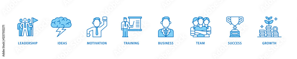 Learn and lead icon set flow process which consists of leadership, ideas, motivation, training, business, team, success, and growth icon live stroke and easy to edit . Learn and lead icon set flow process which consists of leadership, ideas, motivation, training, business, team, success, and growth icon live stroke and easy to edit .