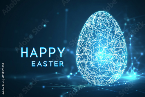 Obraz na płótnie futuristic technology wireframe happy easter concept with egg w salonie