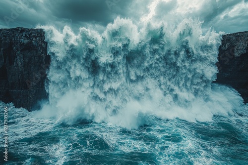 Coastal Erosion Unveiled: Nature's Transformative Power Captured in Dynamic Cliffside Collapse into the Sea photo