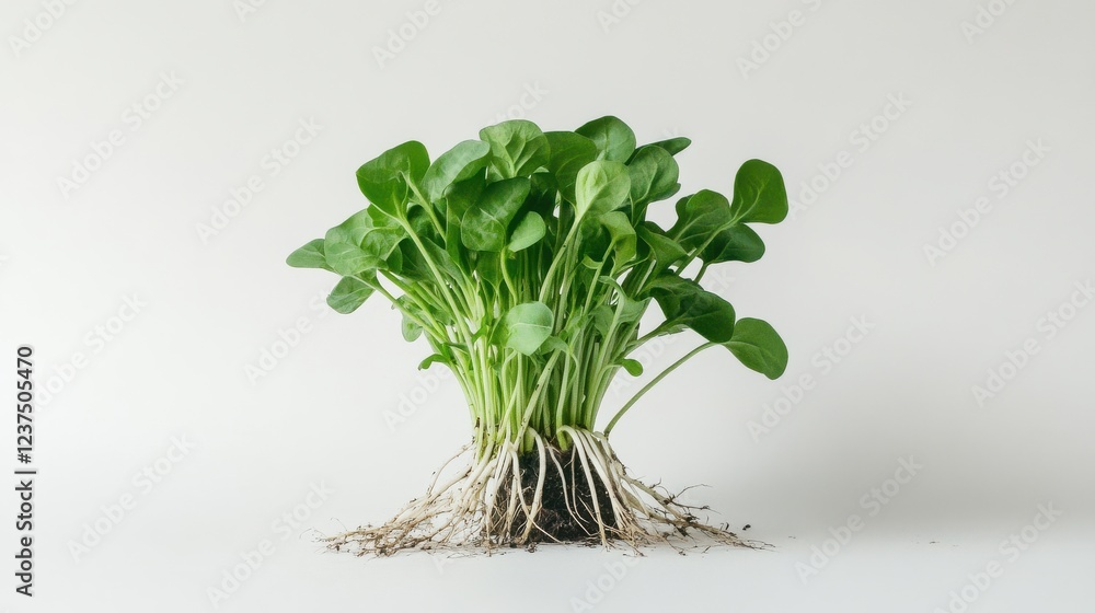 Fresh Green Seedling with Roots on White Background for Gardening Fresh Green Seedling with Roots on White Background for Gardening