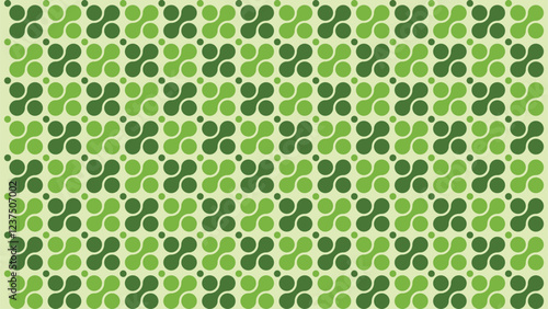 Create an abstract background with a geometric circular pattern in light green and dark green, evoking harmony and depth.