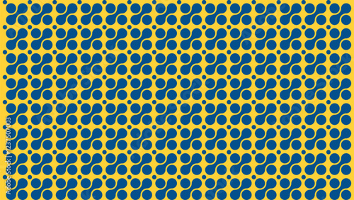 Design an abstract background with a geometric circular pattern in royal blue and yellow, creating a bold and dynamic visual composition.