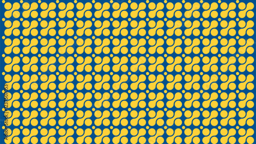 Create an abstract background with a geometric circular pattern in royal blue and yellow, blending symmetry and vibrancy for a striking visual effect.