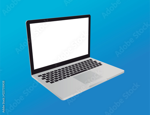Vector design of gray minimalist laptop with perspective view