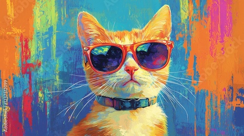 Cool Cat in Sunglasses: Vibrant Art