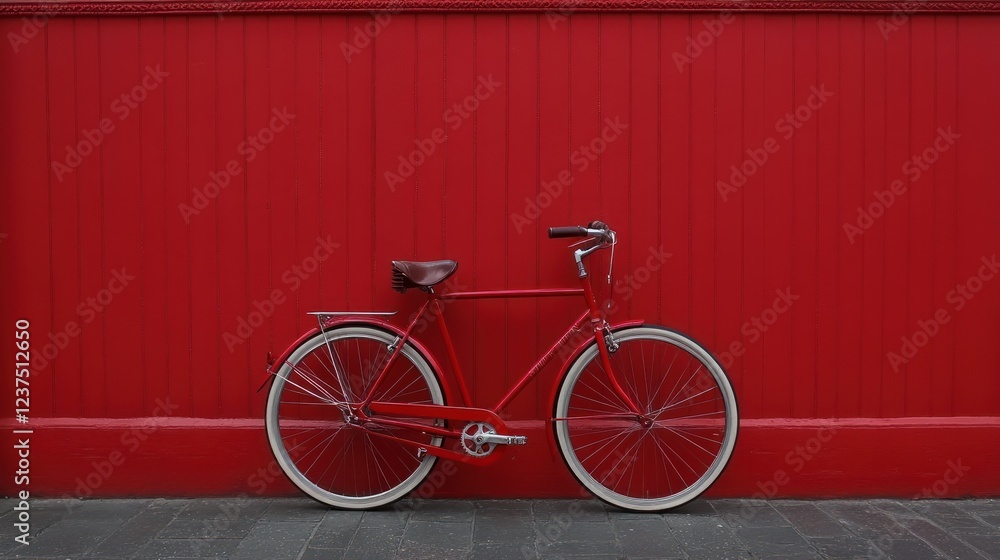 Red Bicycle Against Red Wall: A Classic Minimalist Photograph Red Bicycle Against Red Wall: A Classic Minimalist Photograph